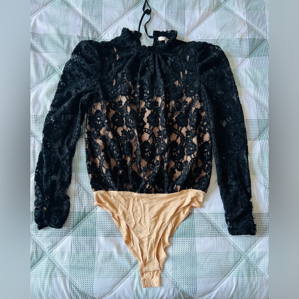 WAYF Black Lace Blouse